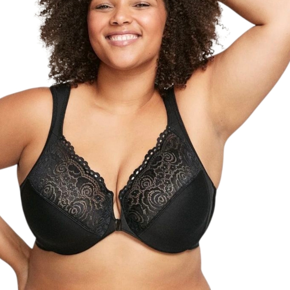 Front-Close Glamorise Black 50H Bra NWOT